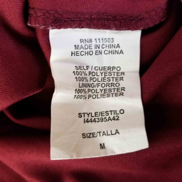 AUW Women’s Burgundy Medium Floral Cold Shoulder - Picture 8 of 8